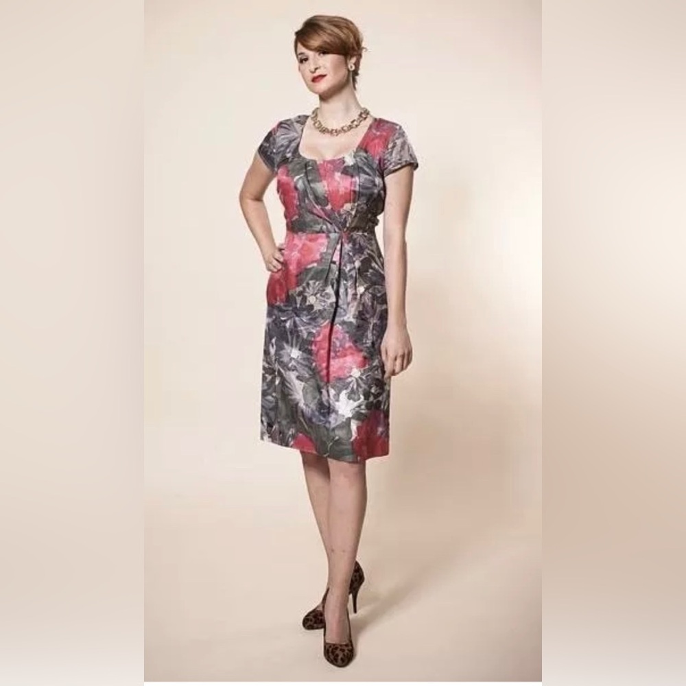 Banana Republic Floral Print Dress in Red and Gray
